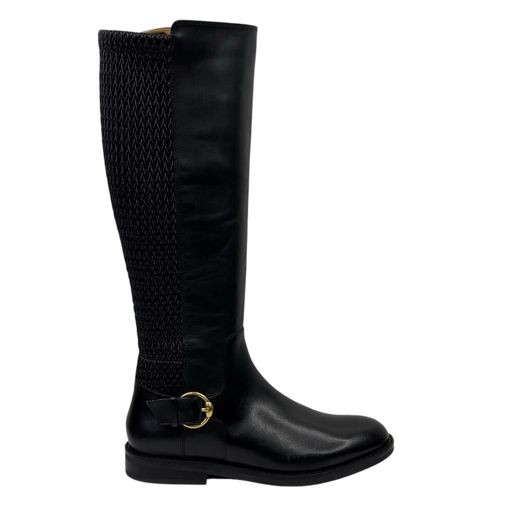 Cole Haan Women's Clover Stretch Tall Boots 6 Riding Buckle Equestrian Black NEW